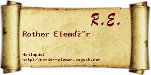 Rother Elemér névjegykártya